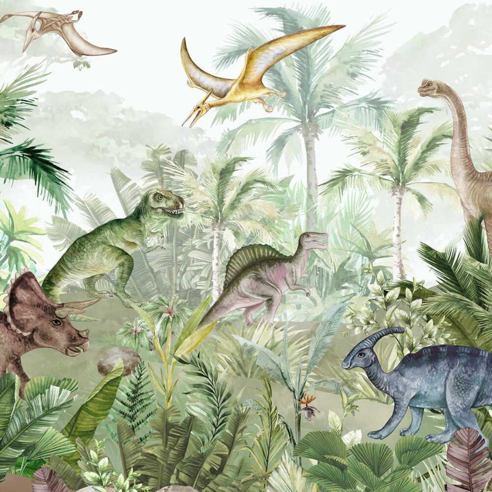 Dinosaurier in einem grünen Dschungel