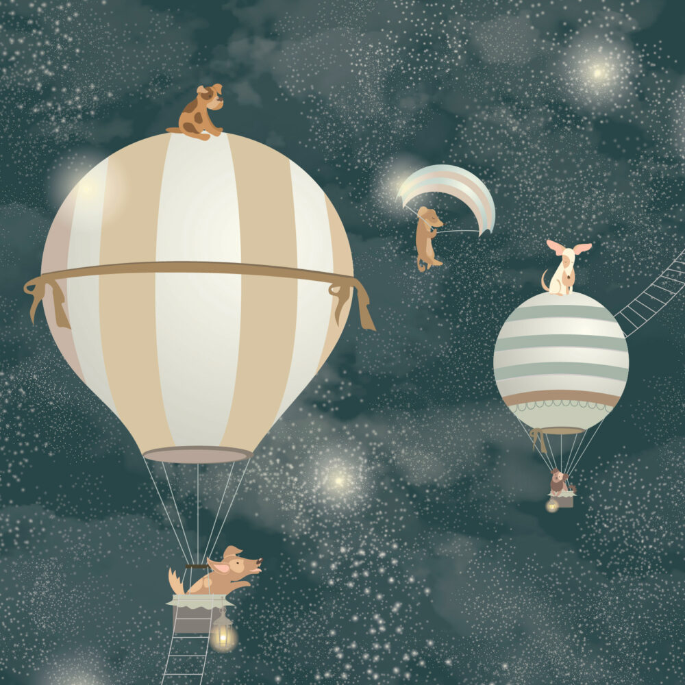 Hunde mit Luftballons