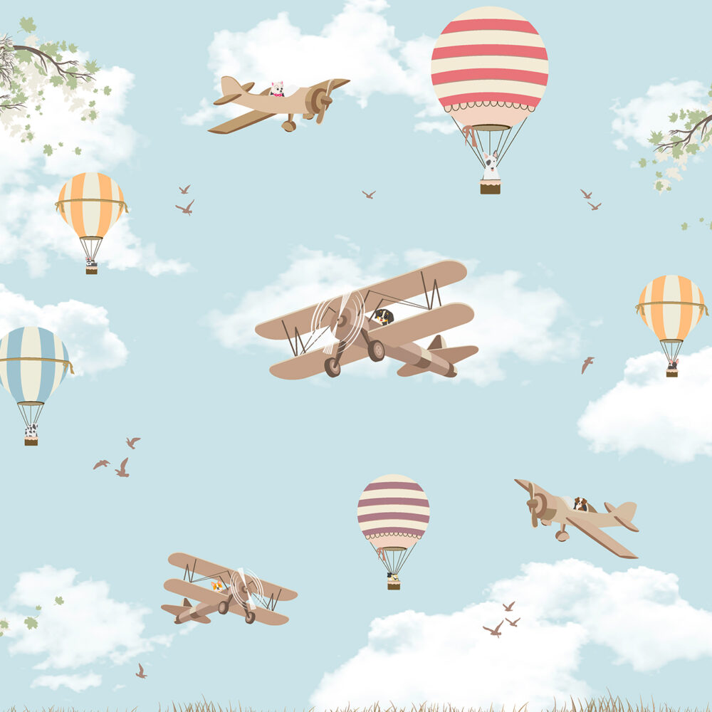 Hunde in Heißluftballons und Flugzeugen
