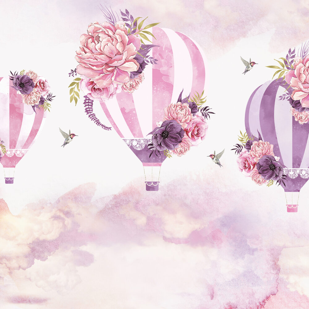 Rosa und fliederfarbene Kolibri-Ballons