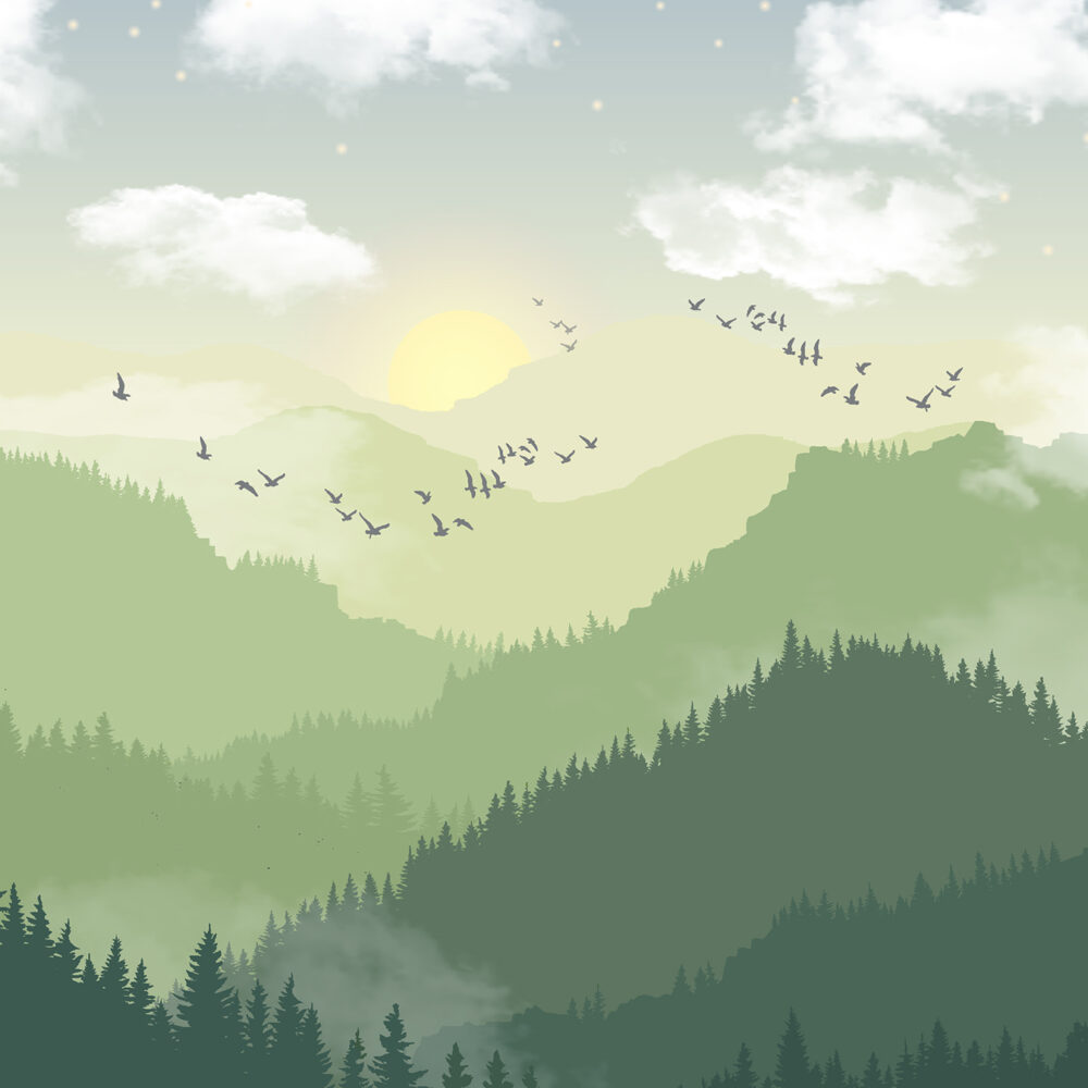 Grüne Berge von Sonnenschein
