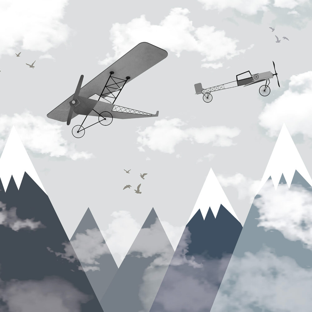 Die Berge sind graue und blaue Flugzeuge
