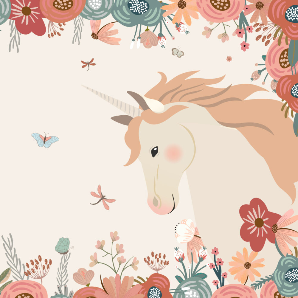 Ein Einhorn und eine Libelle