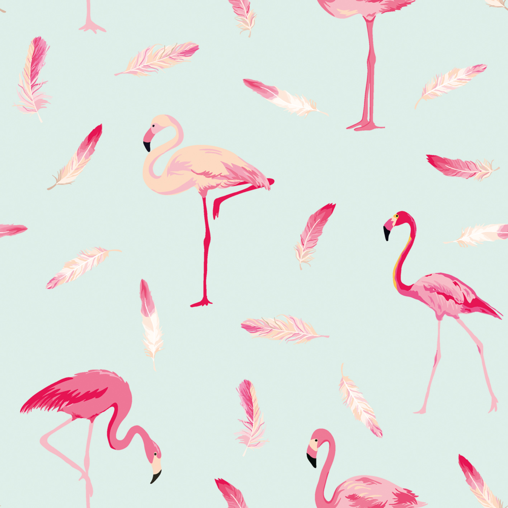 Flamingos auf türkisfarbenem Hintergrund