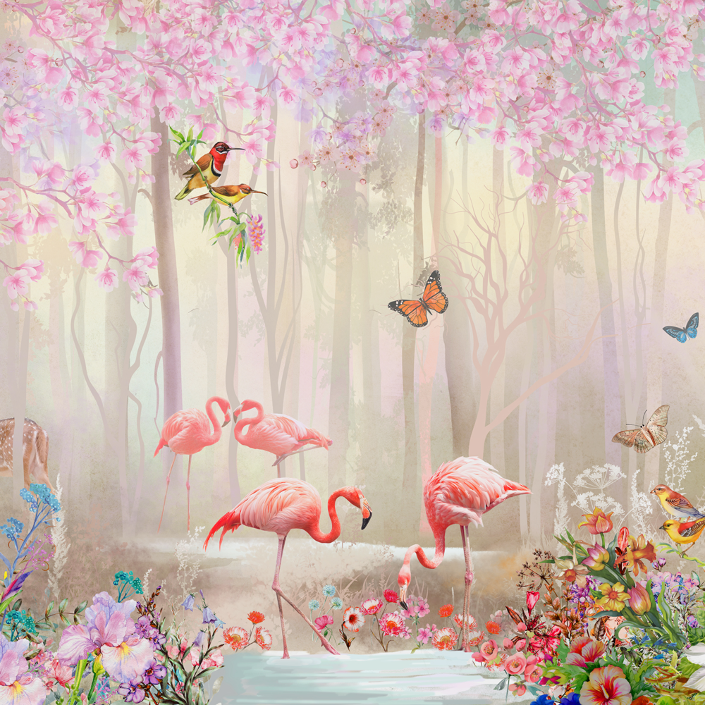 Flamingos im Wald