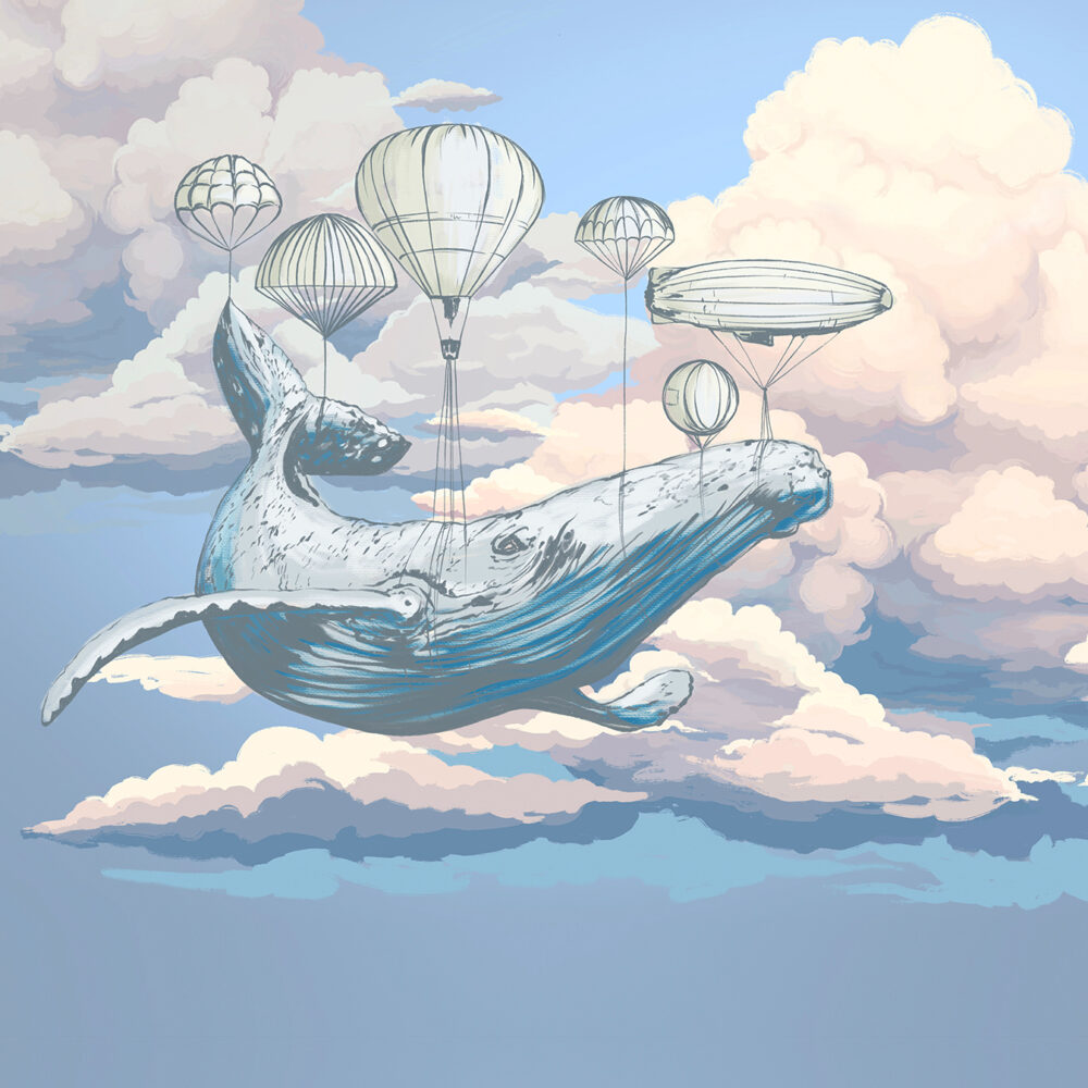 Ein Wal auf Luftballons